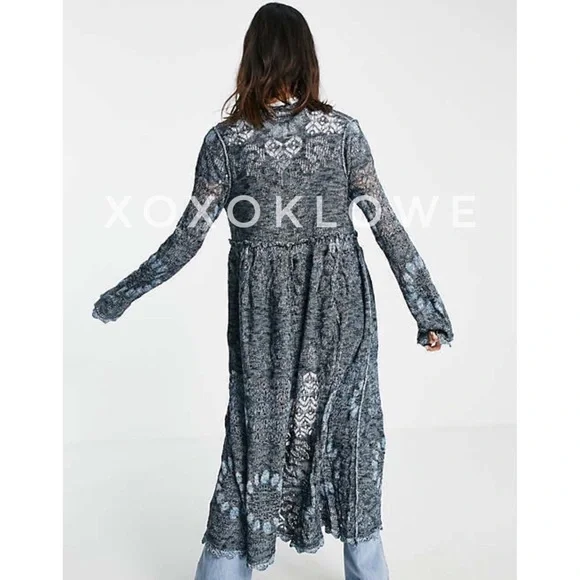 Free People Sea Spirit Tie Front Longline Cardigan | Deep Sea Color | NWT - Picture 9 of 12